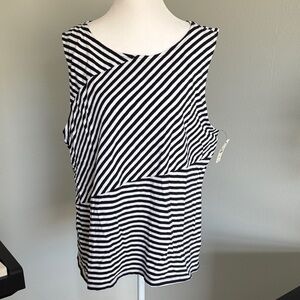 Talbots navy and White Striped Tank Top